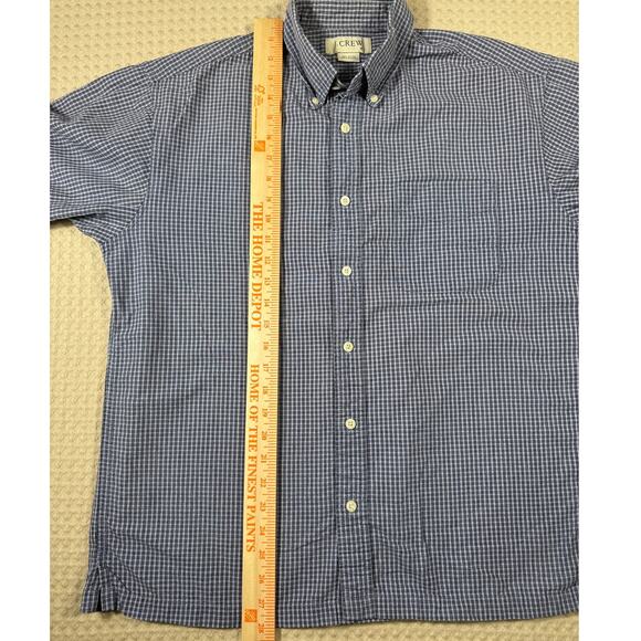 J. Crew Men's Medium 100% Cotton Casual Button Down Short Sleeve Blue Checkered - Picture 6 of 7